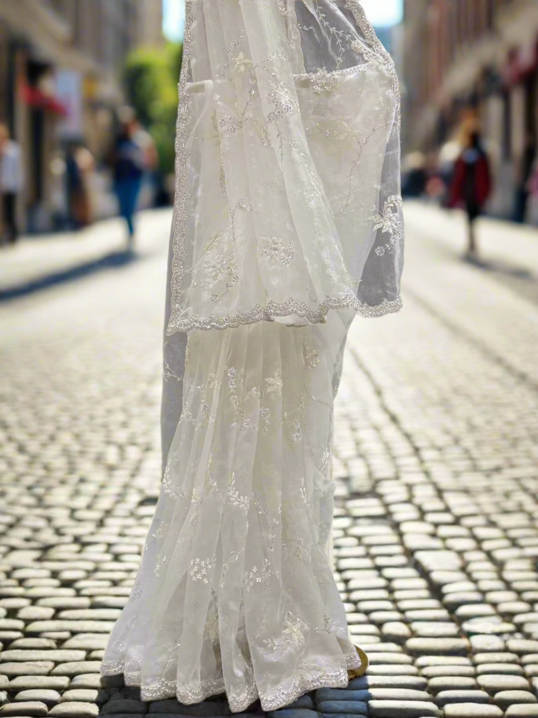 Elegant Ivory Organza Saree