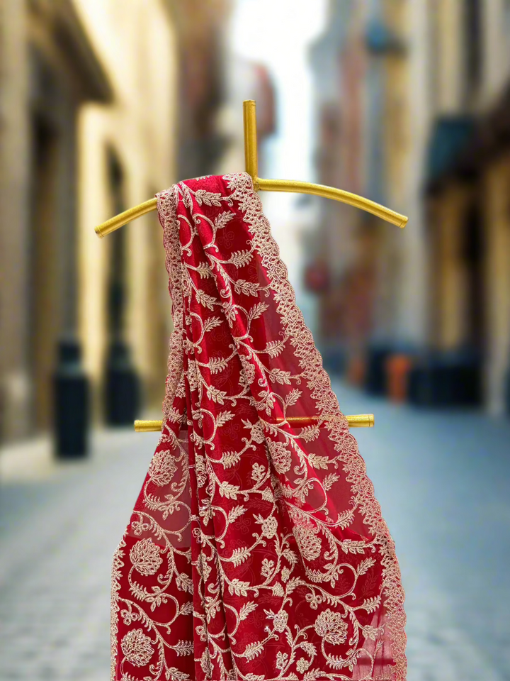 Exquisite Red Georgette Saree