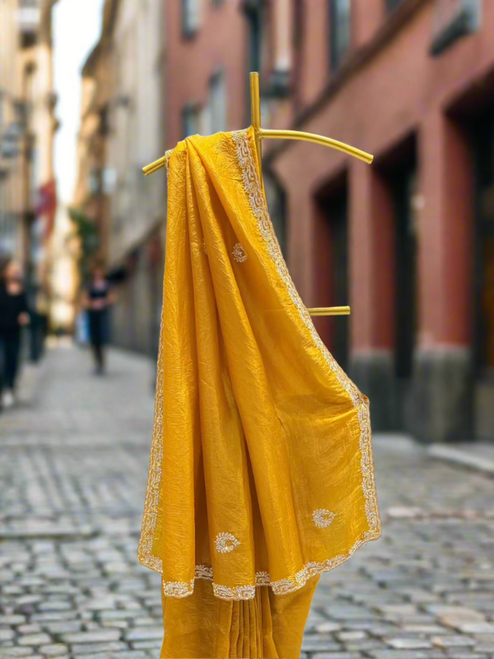 Golden Yellow Tissue Saree