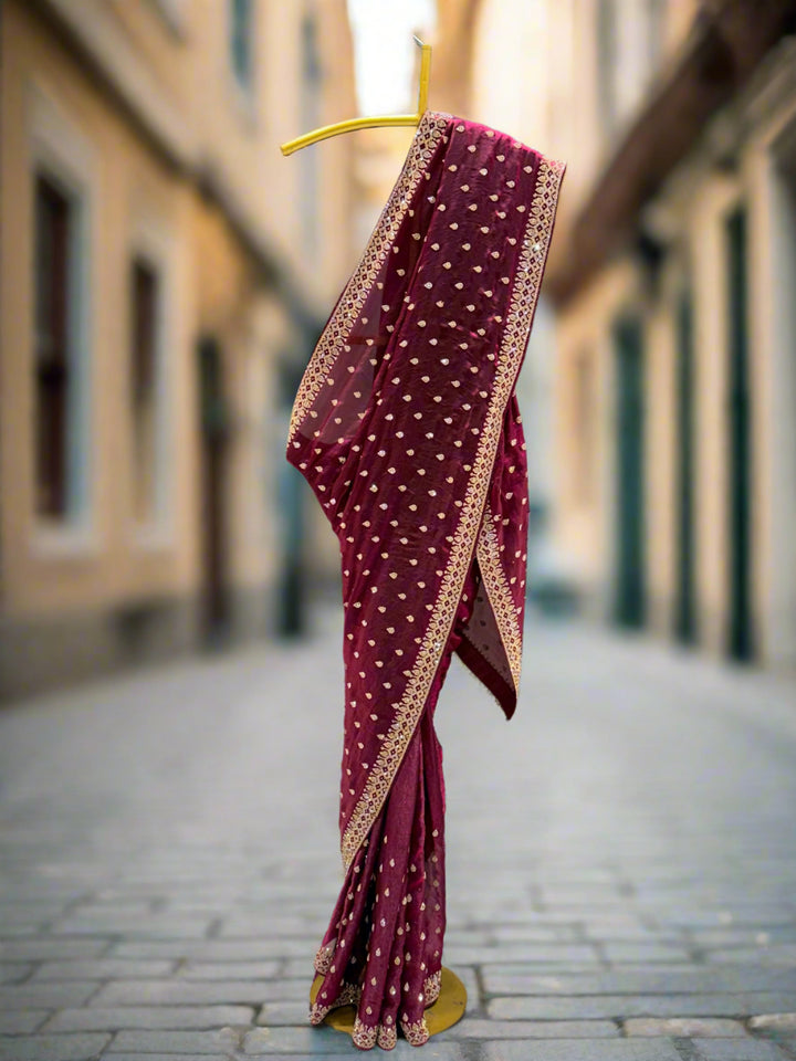 Elegant Wine Silk Saree
