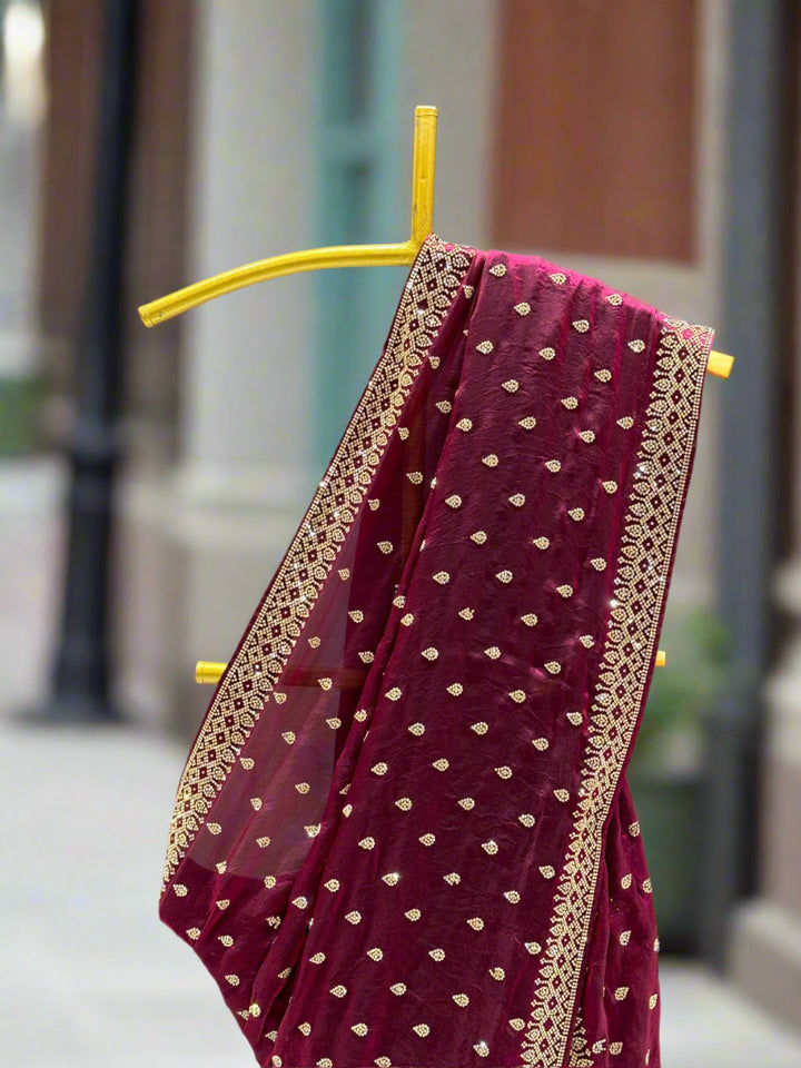Elegant Wine Silk Saree