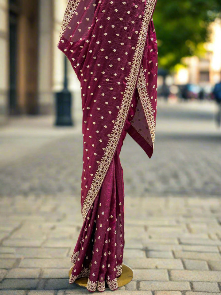 Elegant Wine Silk Saree