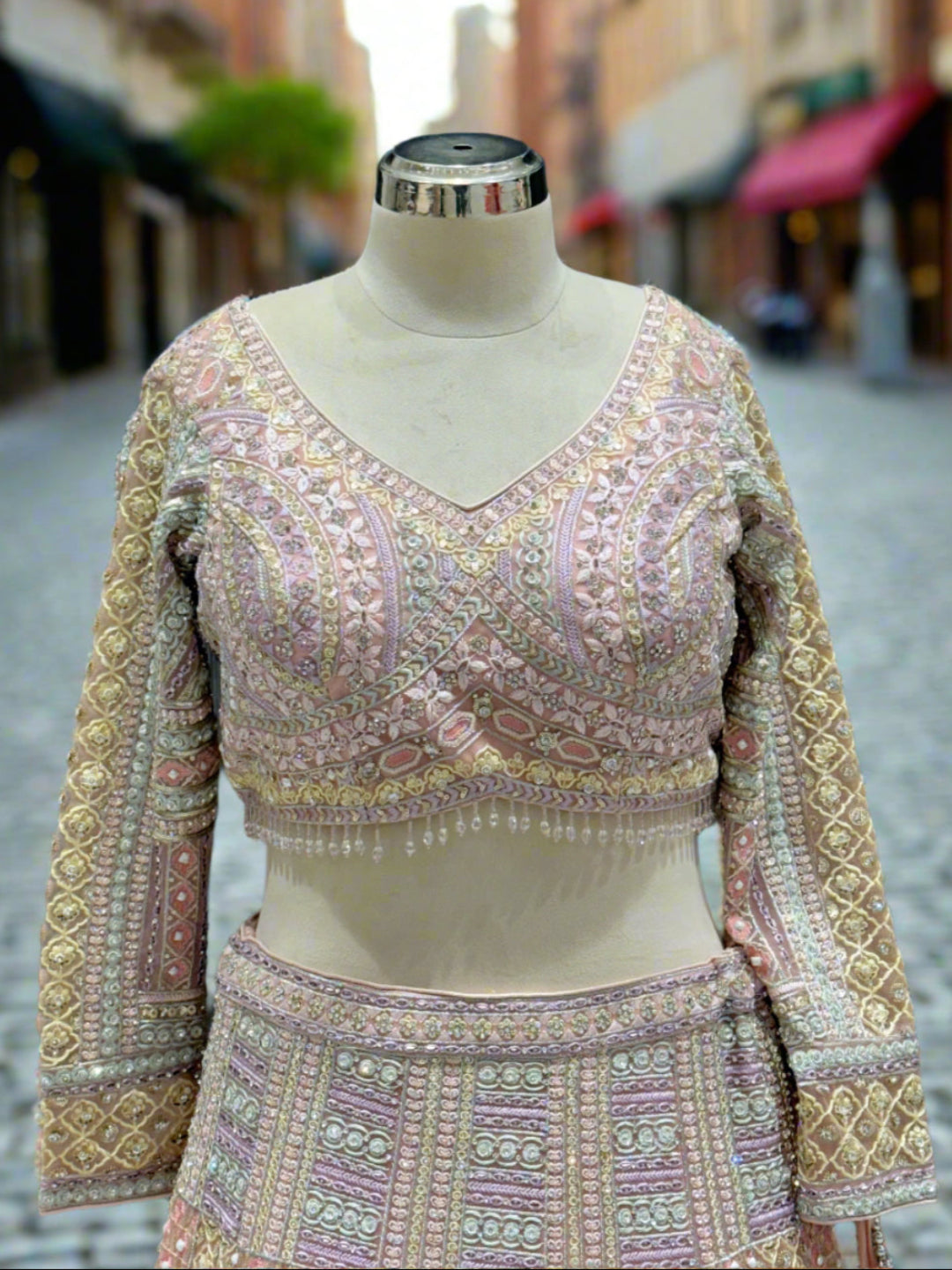 Pastel Multicolor Embroidered Net Lehenga