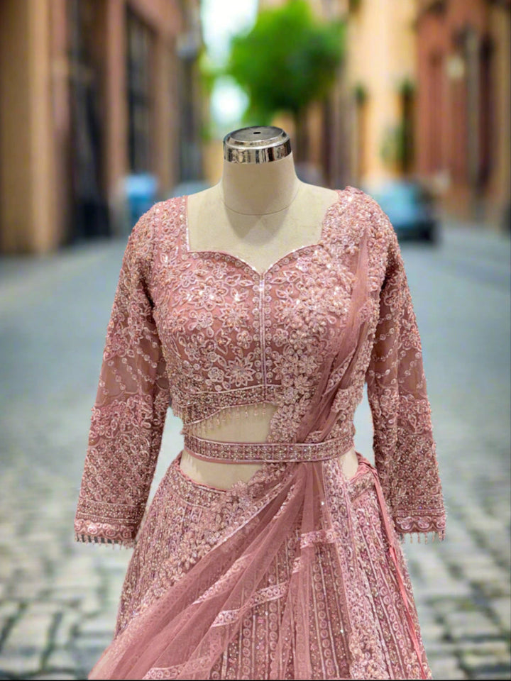 Exquisite Pink Net Lehenga