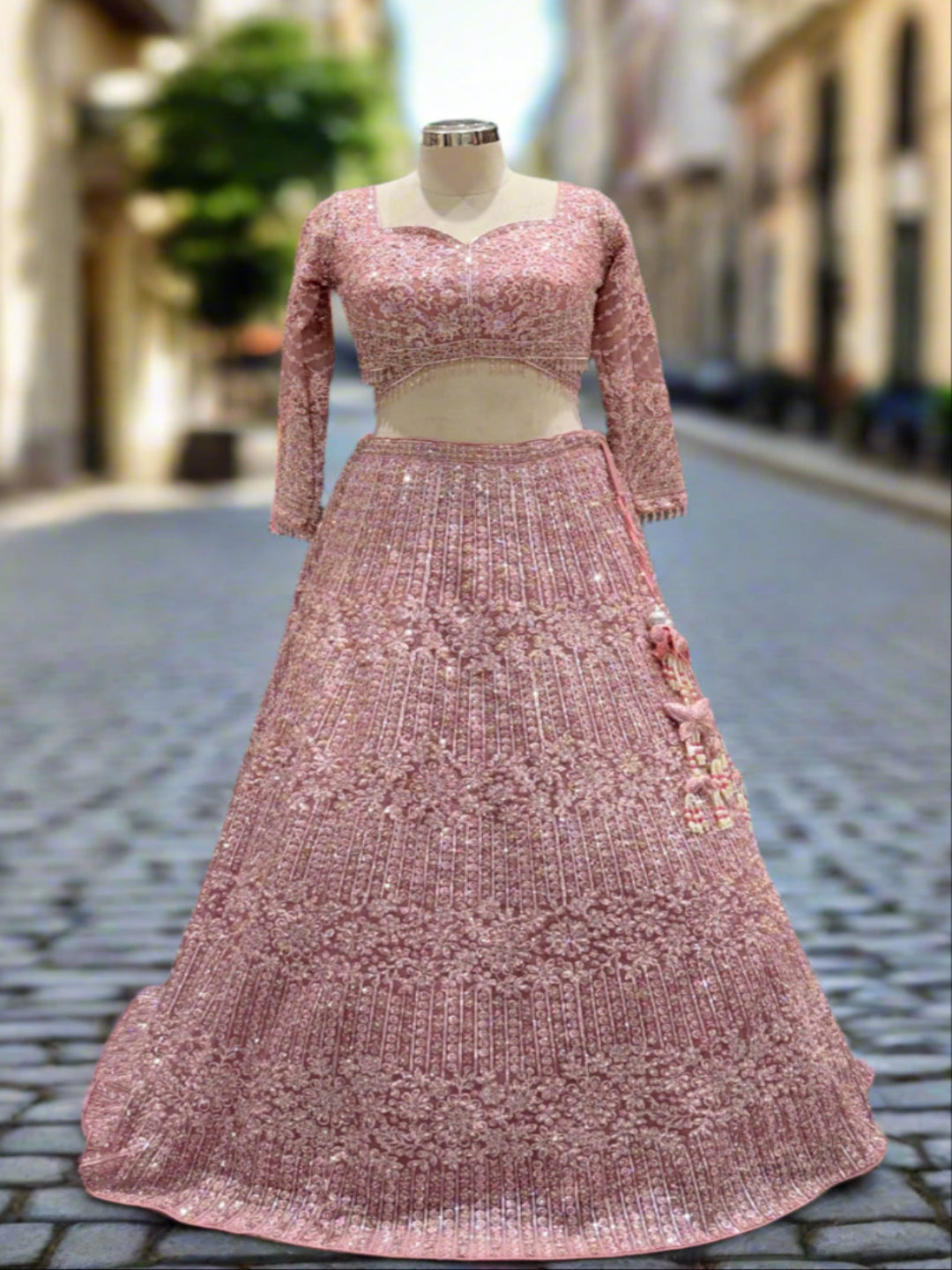 Exquisite Pink Net Lehenga