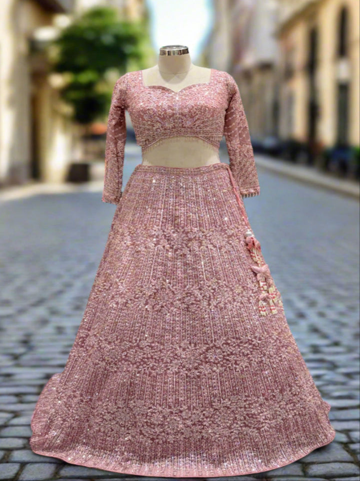 Exquisite Pink Net Lehenga