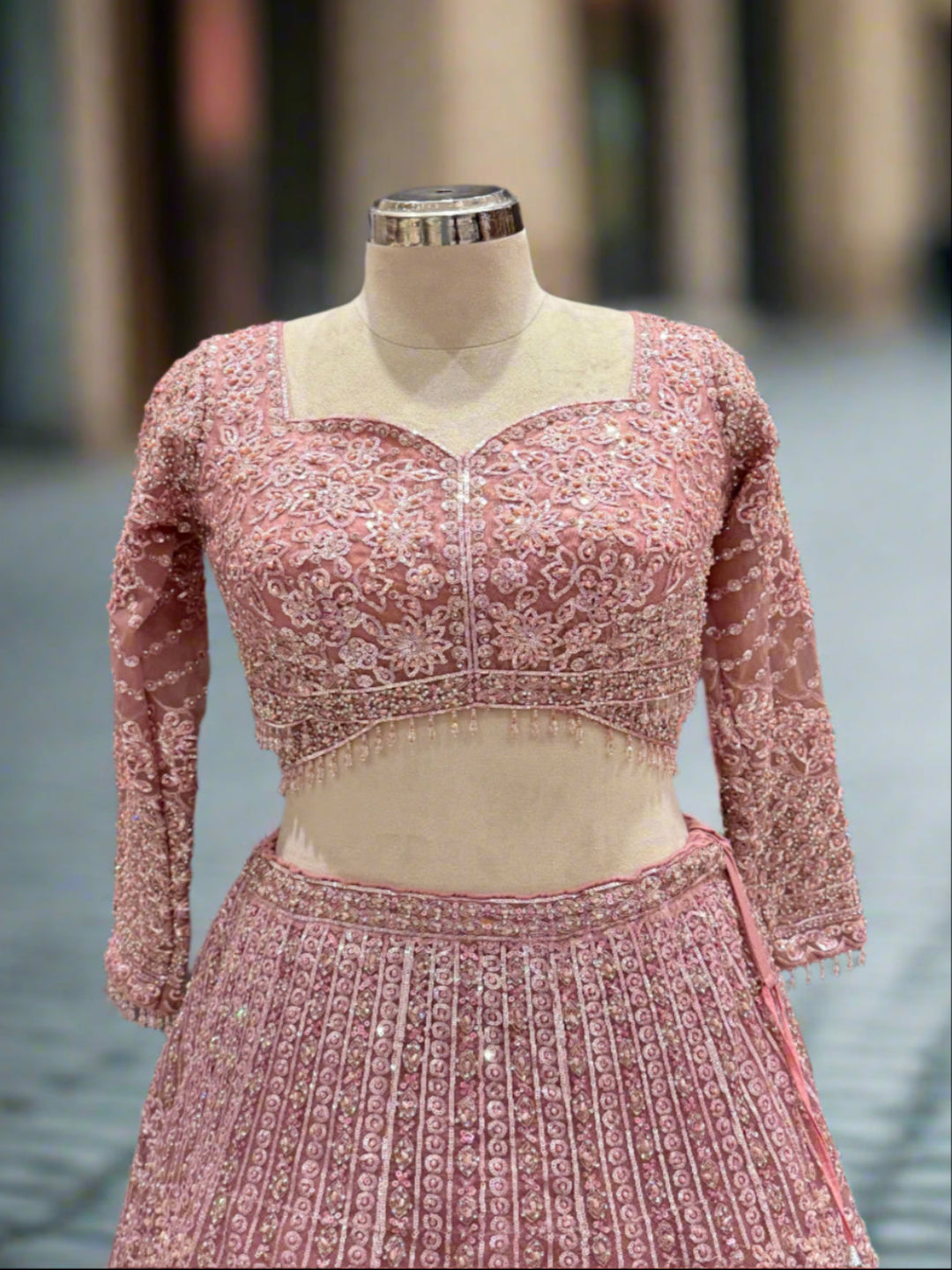Exquisite Pink Net Lehenga