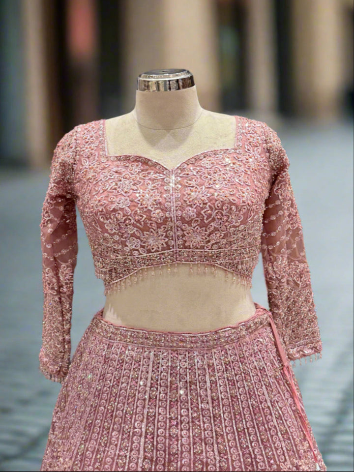 Exquisite Pink Net Lehenga