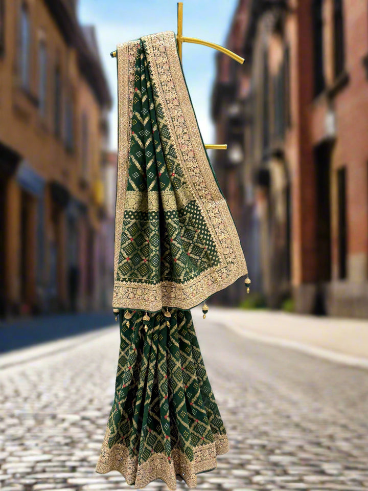 Emerald Green Georgette Saree