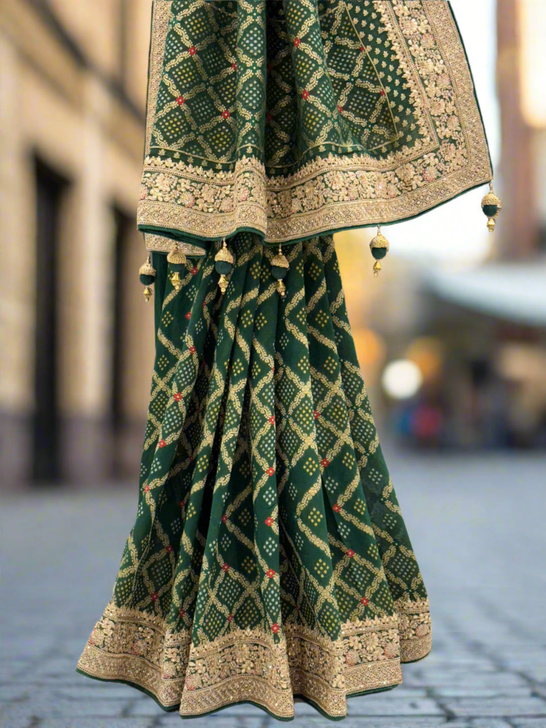 Emerald Green Georgette Saree