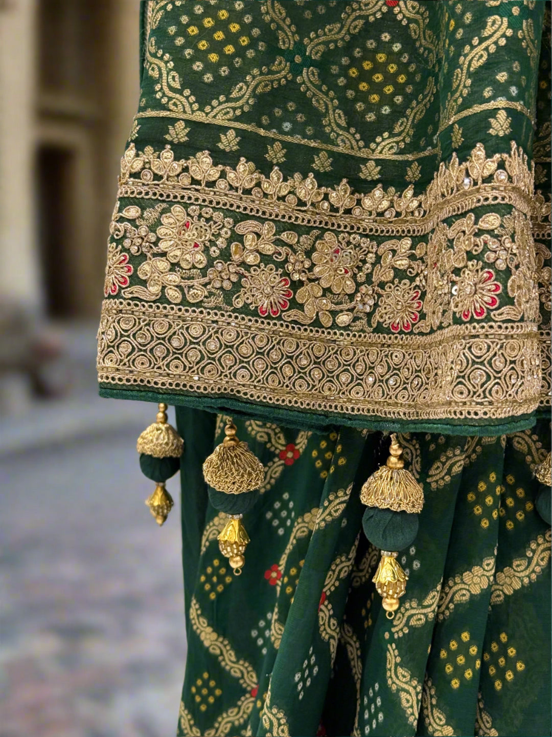 Emerald Green Georgette Saree