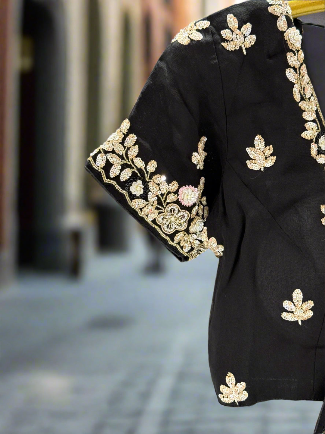 Elegant Black Embroidered Georgette Saree