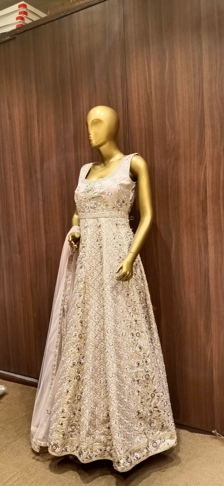 Art Silk Anarkali Cocktail Gown with Heavy Resham Zari Embroidery