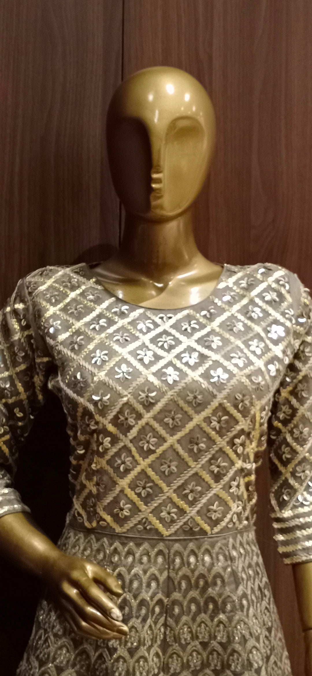 Anarkali Cocktail Heavy Sequence Work Gown with Net Dupatta four side border