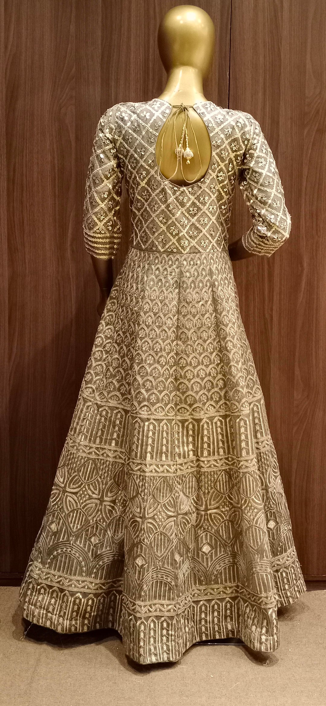 Anarkali Cocktail Heavy Sequence Work Gown with Net Dupatta four side border