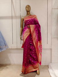 Chhabra 555 Fuchsia Pink Bright Resham & Zari Embroidered Silk Blend Saree