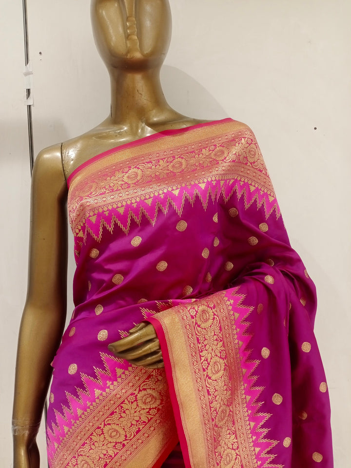 Chhabra 555 Fuchsia Pink Bright Resham & Zari Embroidered Silk Blend Saree