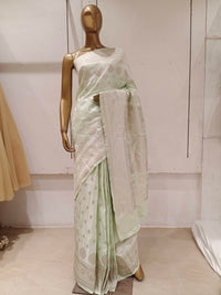 Chhabra 555 Pastel Green Zari Embellished Heavy Kanjeewaram Saree
