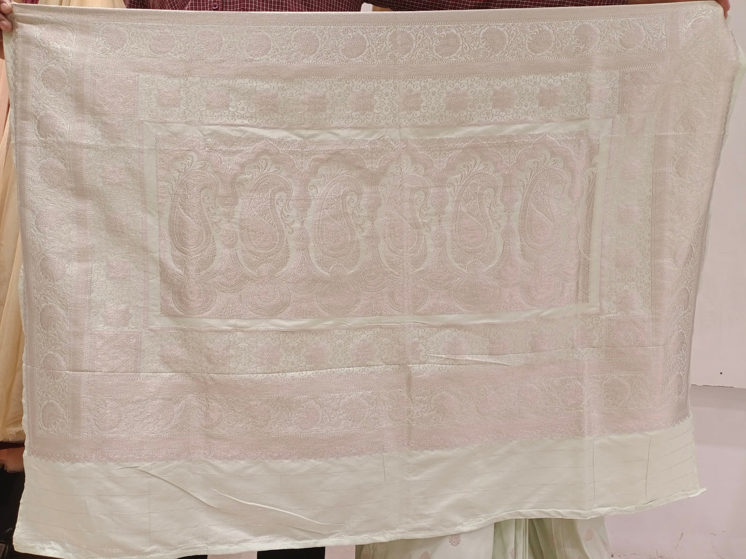 Chhabra 555 Pastel Green Zari Embellished Heavy Kanjeewaram Saree