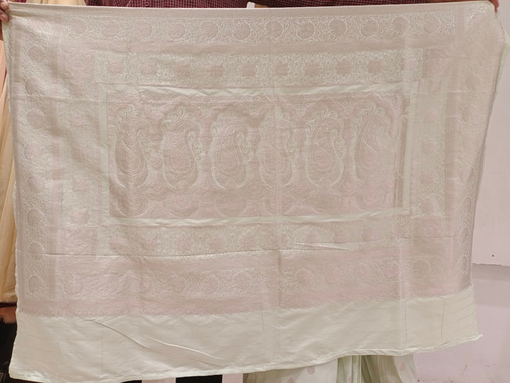 Chhabra 555 Pastel Green Zari Embellished Heavy Kanjeewaram Saree