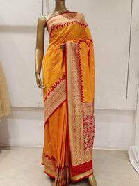 Chhabra 555 Mustard Yellow Banarasi Silk Blend Ethnic Saree Embellished With Bold Border