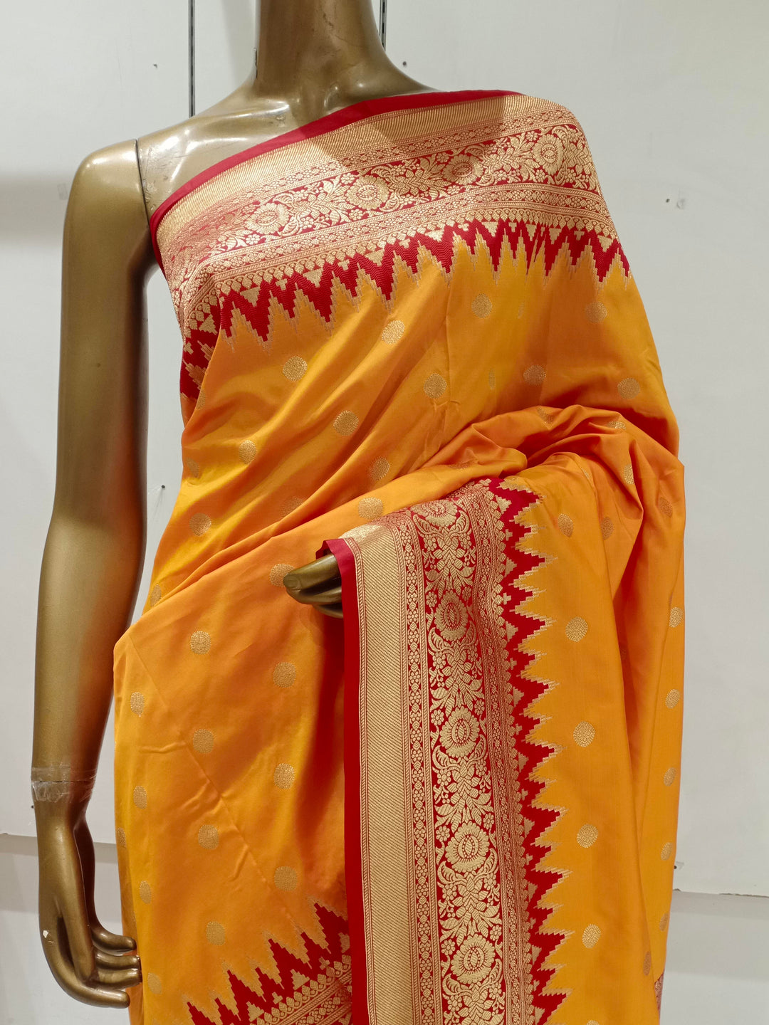 Chhabra 555 Mustard Yellow Resham & Zari Woven Embellished Silk Saree