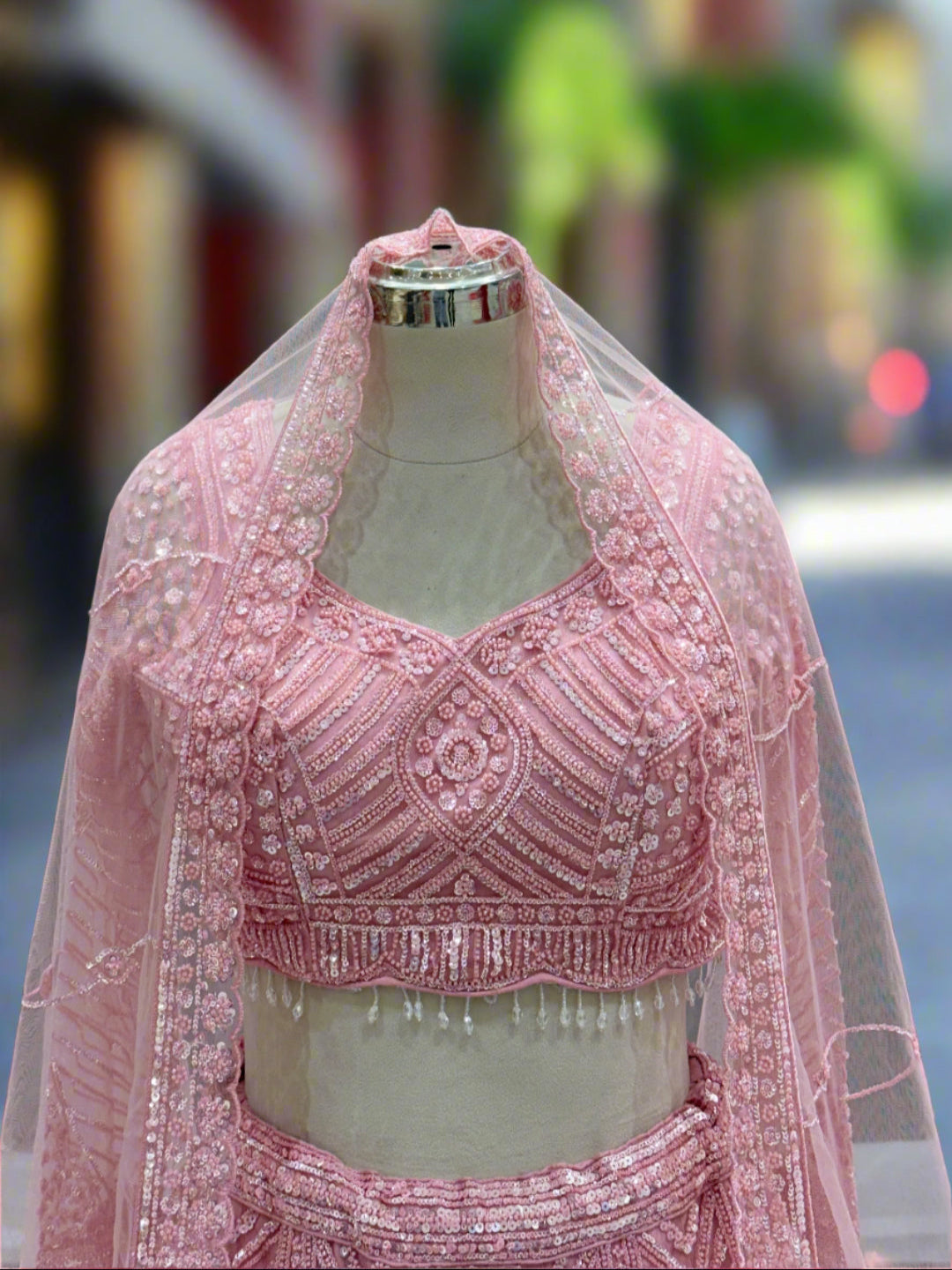 Blush Pink Net Lehenga