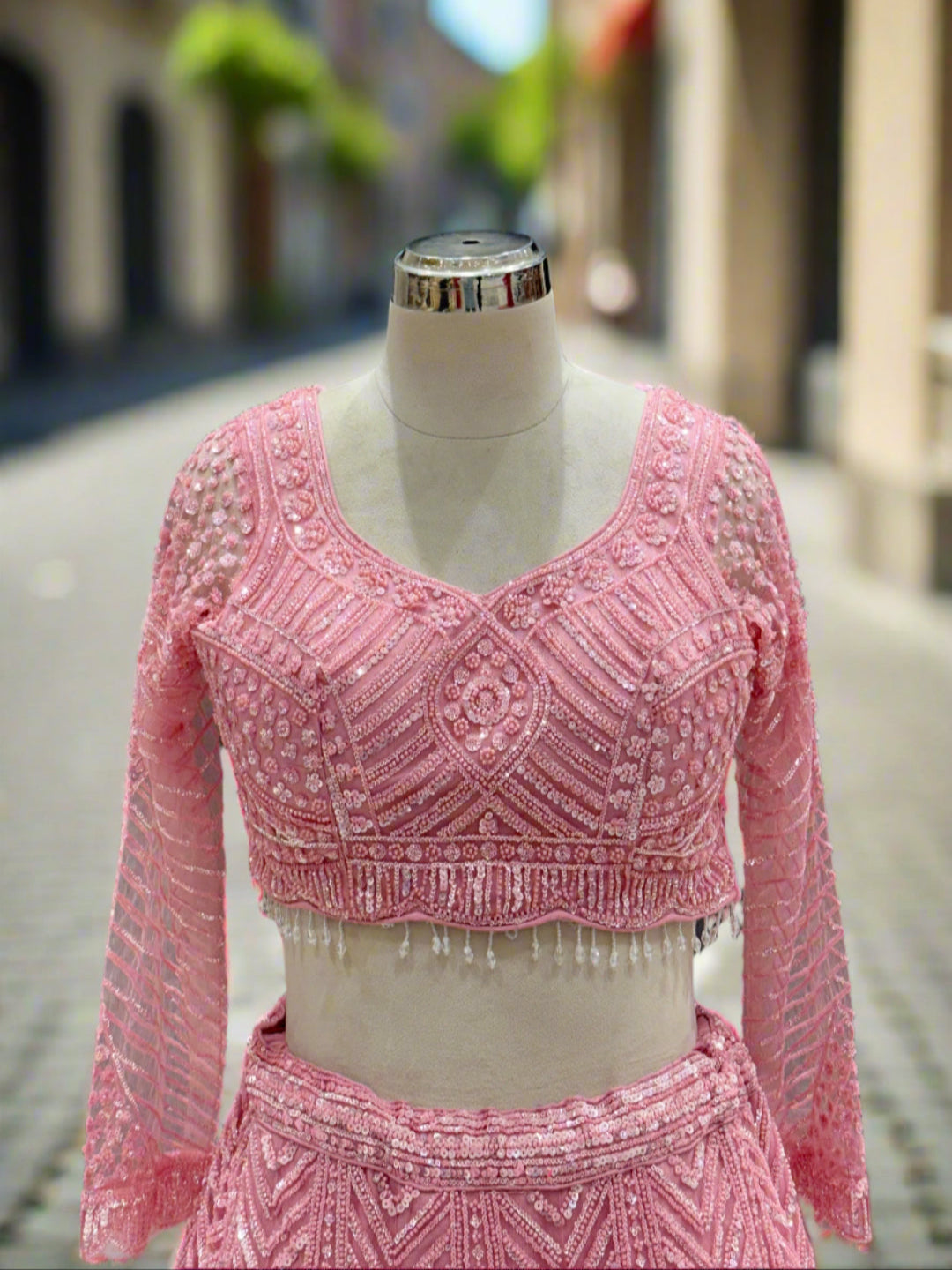Blush Pink Net Lehenga