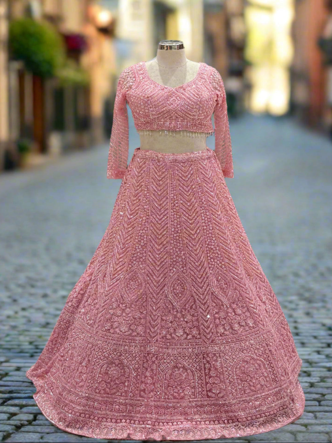 Blush Pink Net Lehenga