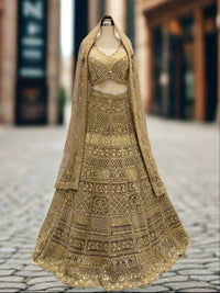 Exquisite Golden Embellished Net Lehenga