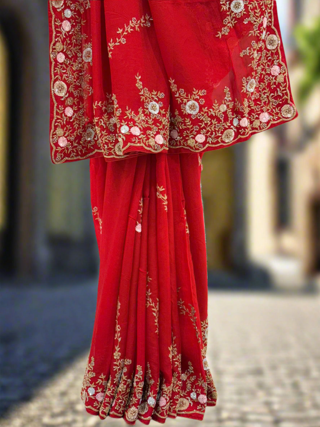 Elegant Red Silk Saree