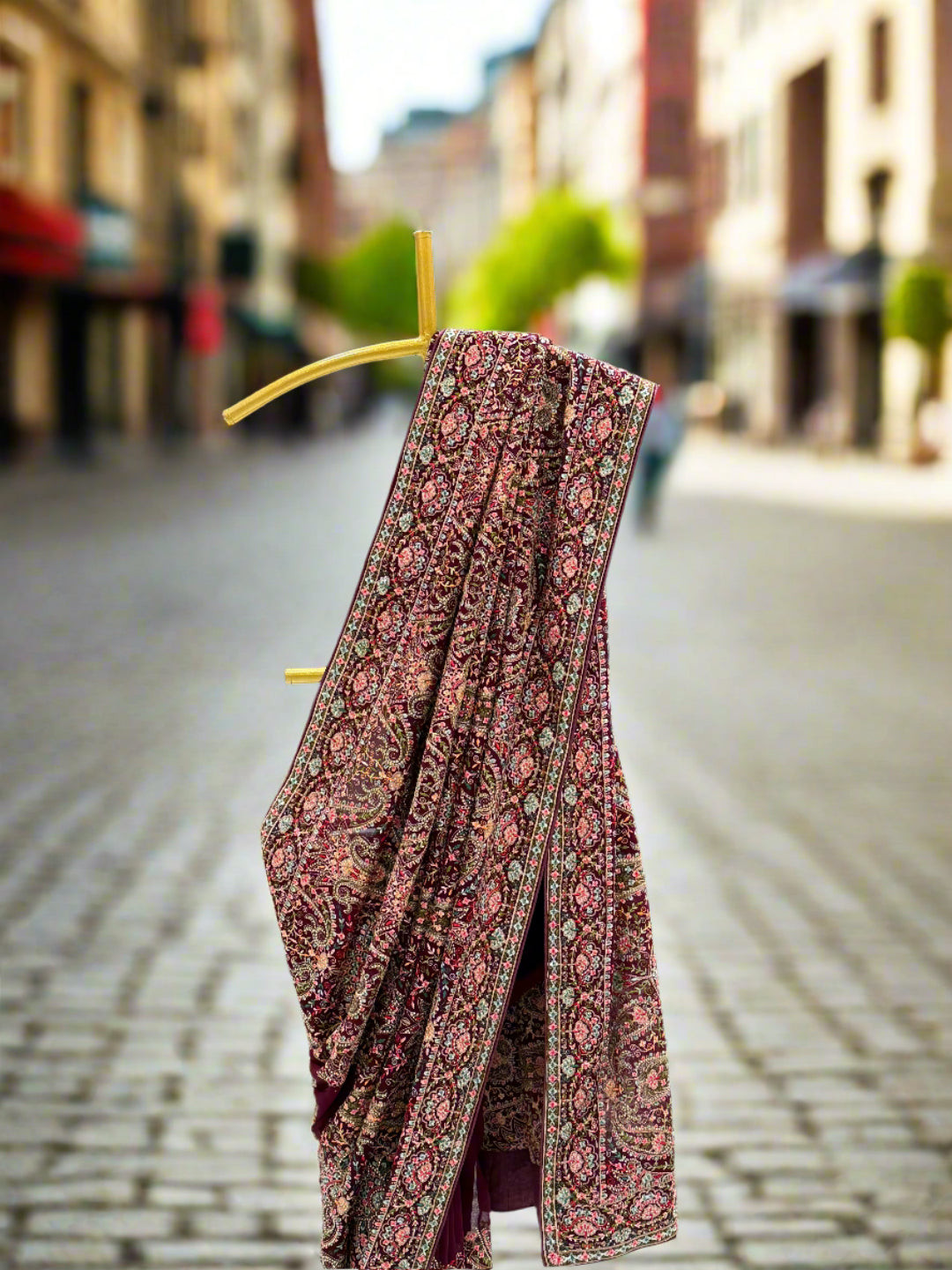 Burgundy Georgette Saree