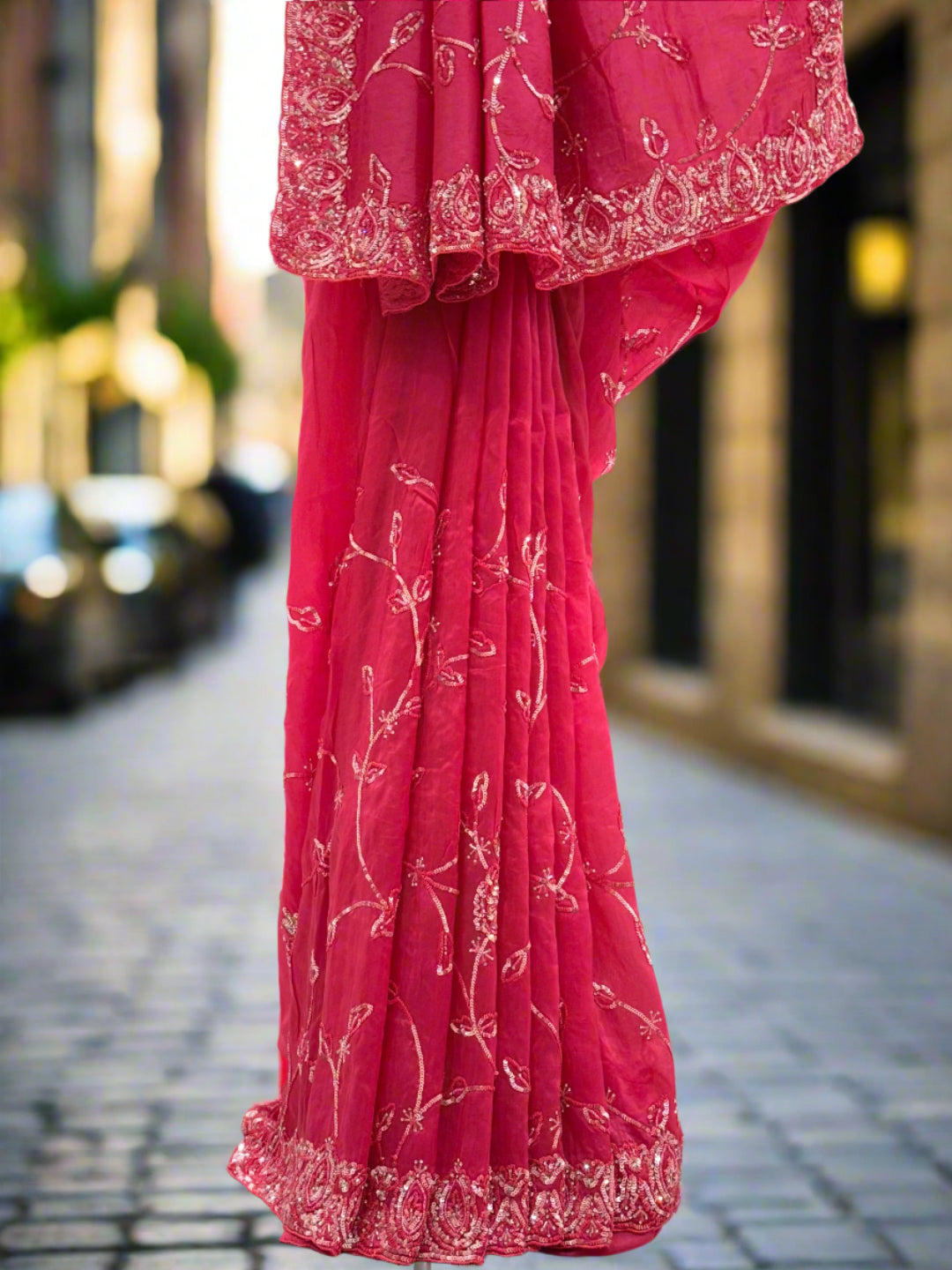 Pink Organza Saree