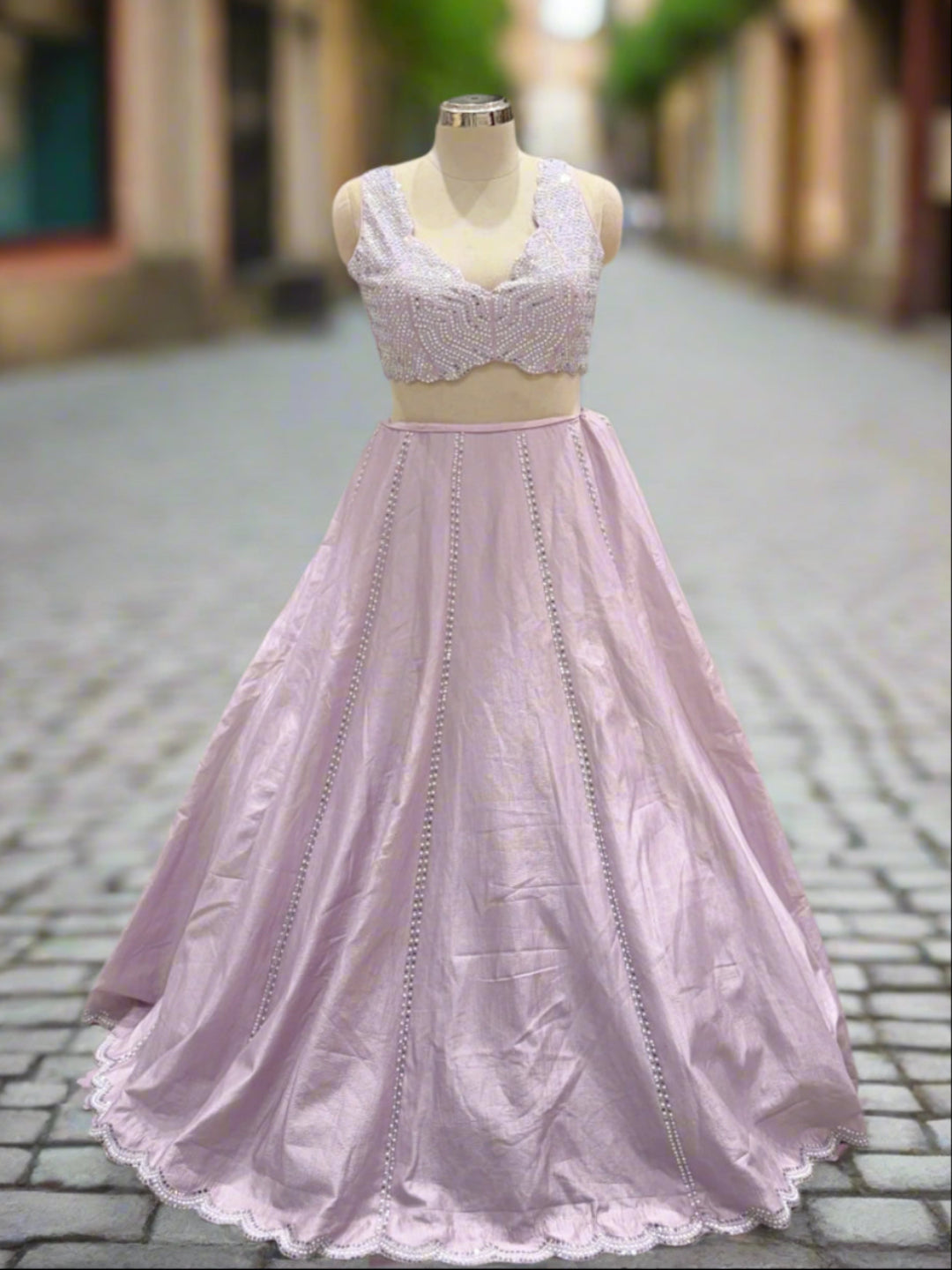 Lavender Tiered Ruffled Silk Lehenga