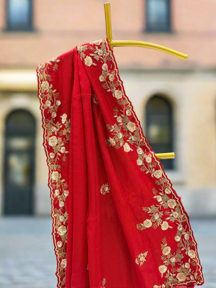 Rose Red Silk Saree