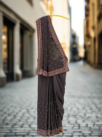 Dark Brown Silk Saree