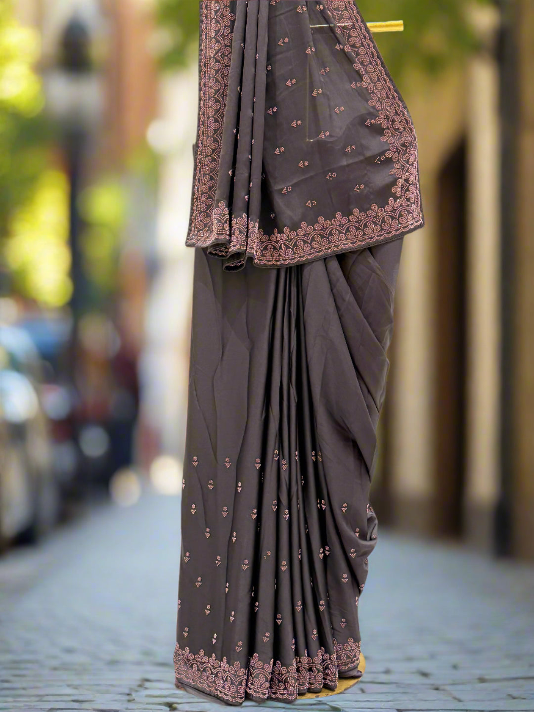 Dark Brown Silk Saree