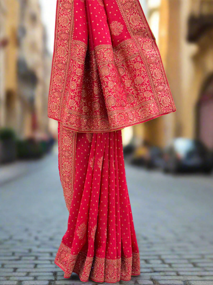 Graceful Red Georgette Saree
