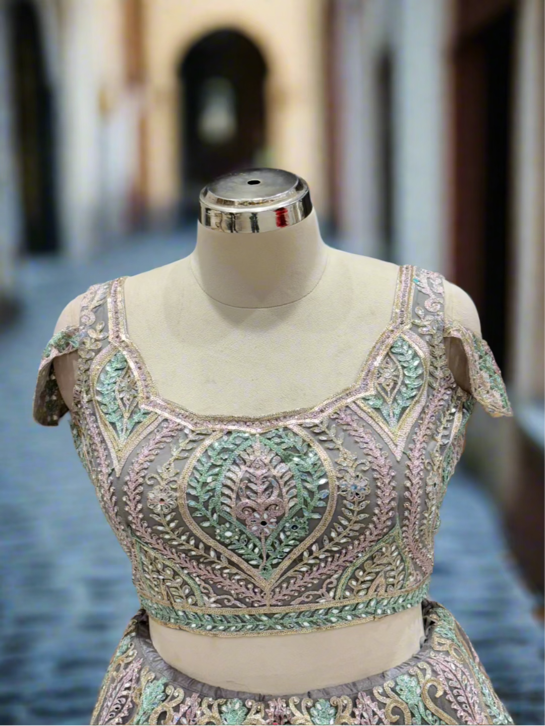 Pastel Multi-Color Embroidered Net Readymade Lehenga