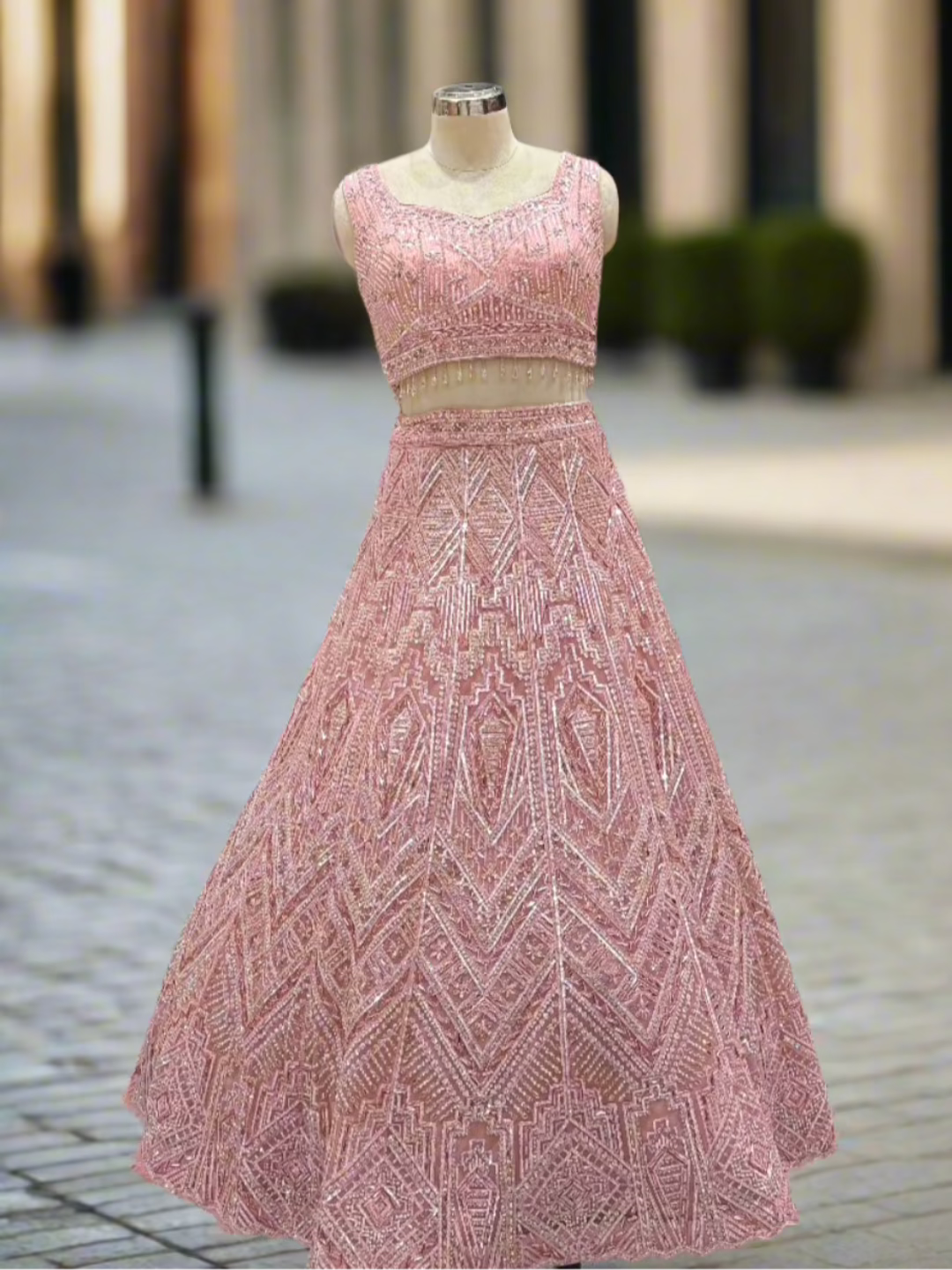 Soft Pink Embellished Net Readymade Lehenga