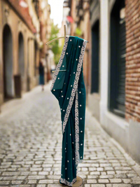 Dark Green Georgette Saree