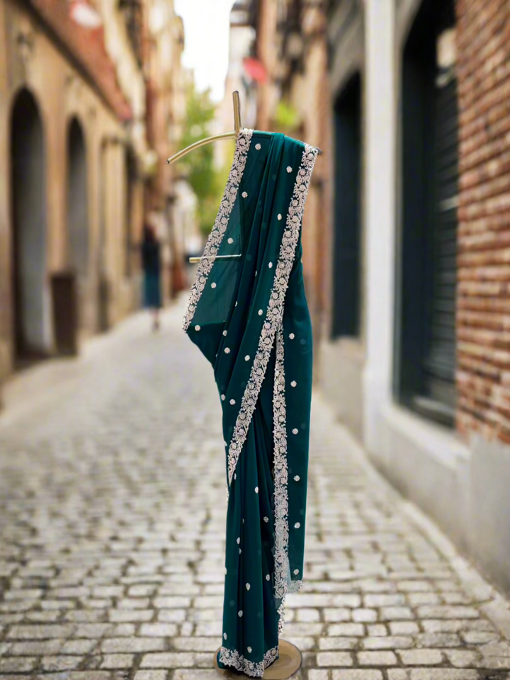 Dark Green Georgette Saree
