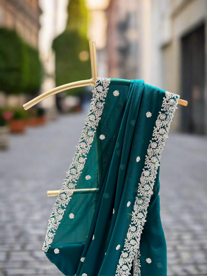 Dark Green Georgette Saree