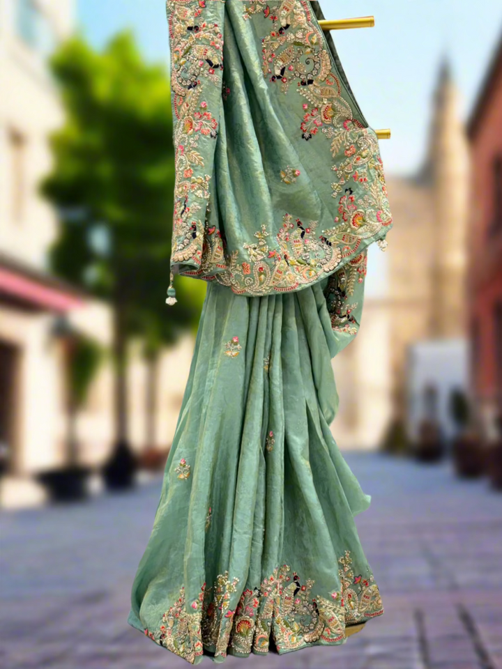 Lime Green Silk Saree
