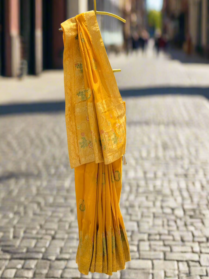 Mustard Yellow Silk Saree