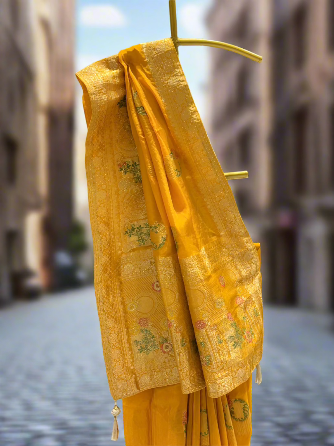 Mustard Yellow Silk Saree