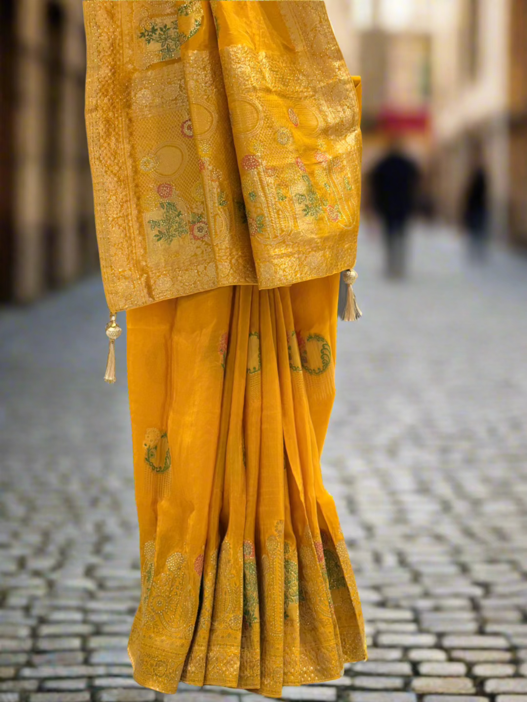Mustard Yellow Silk Saree