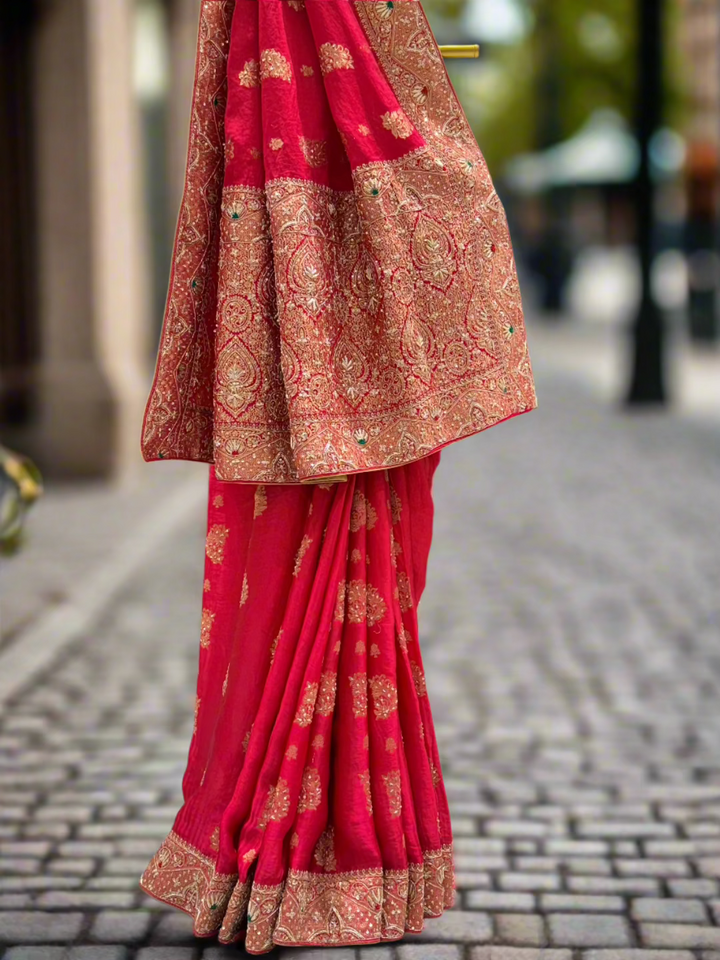 Hot Pink Organza Saree