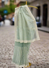 Lime Green Tissue Saree