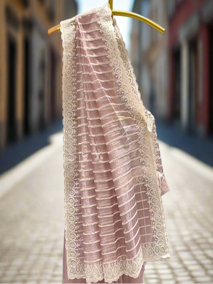 Soft Rose Gold Tissue Saree